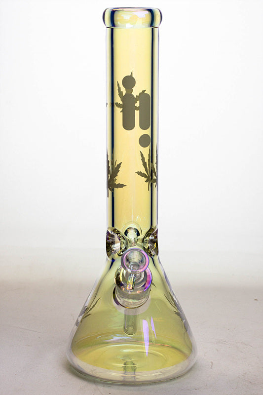 14" Infyniti leaf 7 mm metallic glass water bong (GP1587)