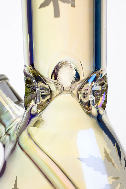 14" Infyniti leaf 7 mm metallic glass water bong (GP1587)