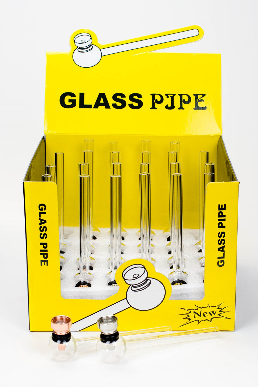 5.5" Glass tube pipe TP001 with metal screen Box of 24