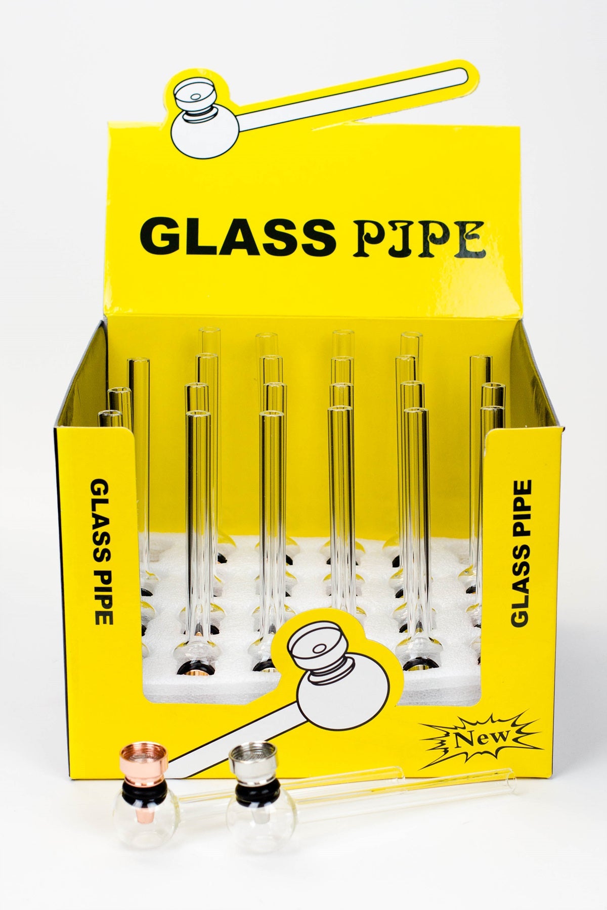 5.5" Glass tube pipe TP001 with metal screen Box of 24